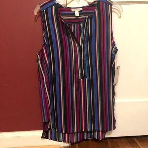 Dana Buchman striped sleeveless blouse. NWT.